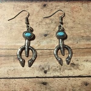 Western Style Squash Blossom Dangle Earrings